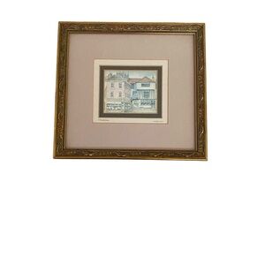 Vintage Small Gold Framed Cottage Art Print